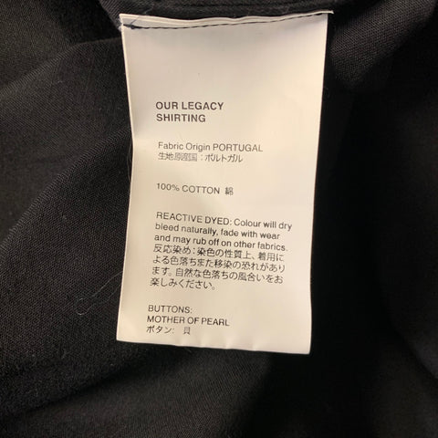 OUR LEGACY Size L Black Patchwork Cotton Tunic Short Sleeve Shirt