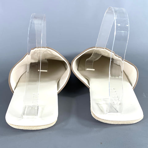 FRETTE Size 9 Grey Taupe Leather Slippers Loafers
