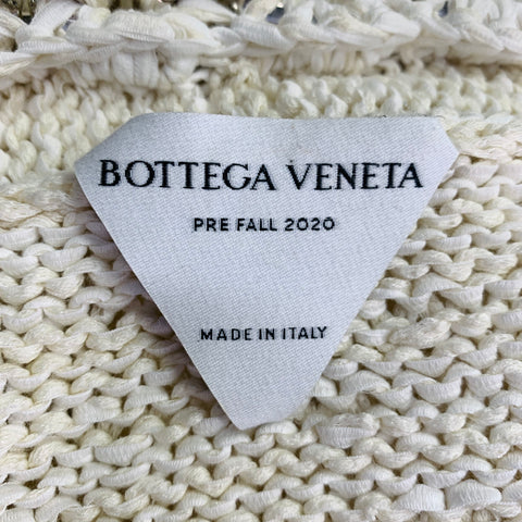 BOTTEGA VENETA Pre-Fall 2020 Size L Beige Silver Cotton Blend Chain Long Sleeve Dress