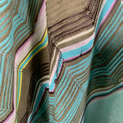 M MISSONI One Size Green Yellow Cotton Blend Zig Zag Shawl Casual Top