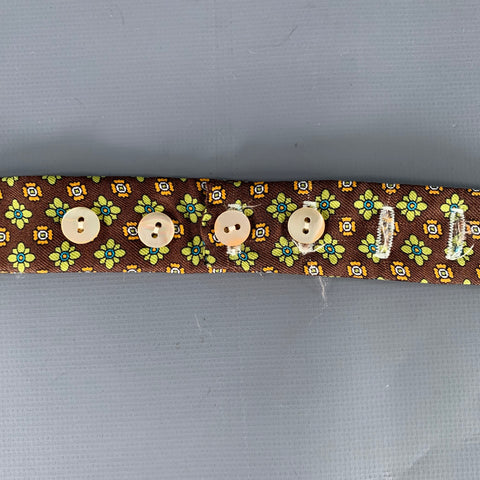 CARROT & GIBBS Brown Green Orange Floral Silk Bow Tie