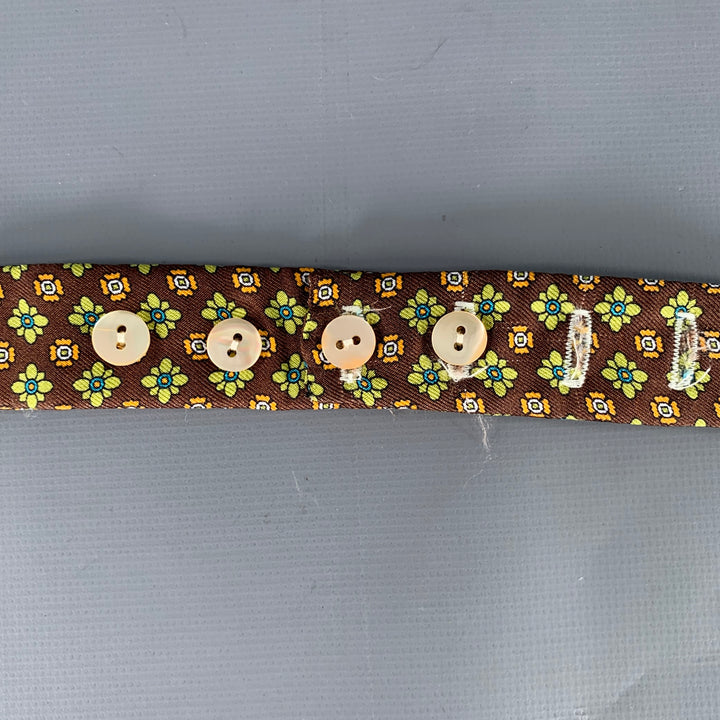 CARROT & GIBBS Brown Green Orange Floral Silk Bow Tie