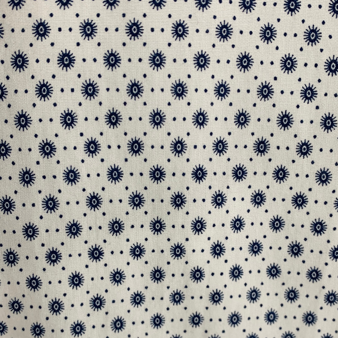 LAB PAL ZILERI Size L White Blue Dots Cotton Long Sleeve Shirt