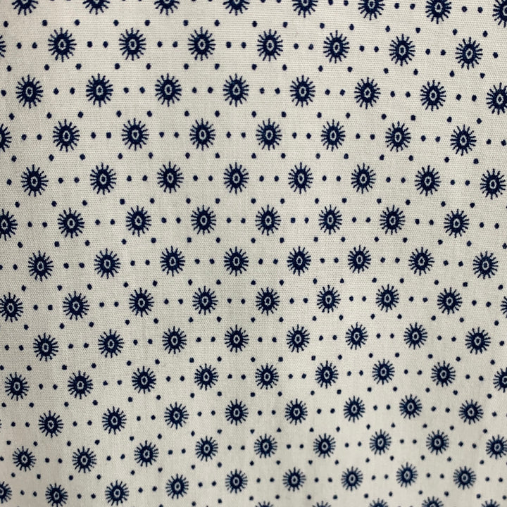 LAB PAL ZILERI Size L White Blue Dots Cotton Long Sleeve Shirt