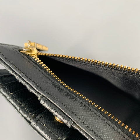 TORY BURCH Black Gold Saffiano Leather Bifold Wallet
