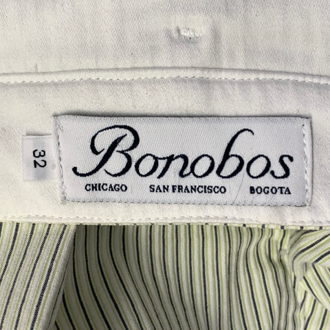 BONOBOS Size 32 White Blue Green Stripe Flat Front Casual Pants