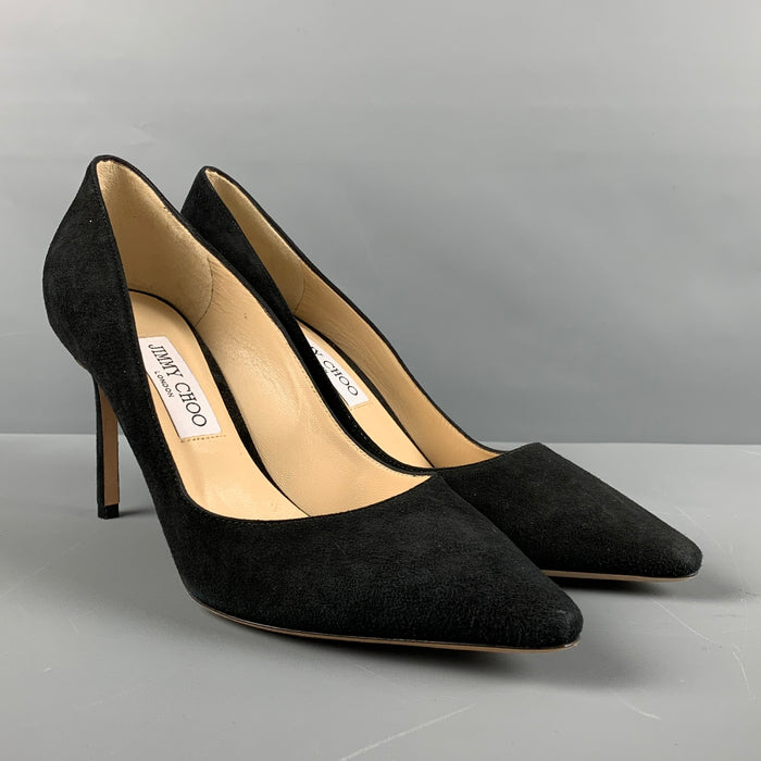 JIMMY CHOO Size 10.5 Black Suede Classic Pumps