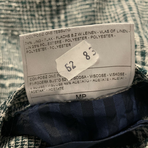 MASSIMO PIOMBO Size 42 Green White P1GM025 Plaid Linen & Polyester Jacket