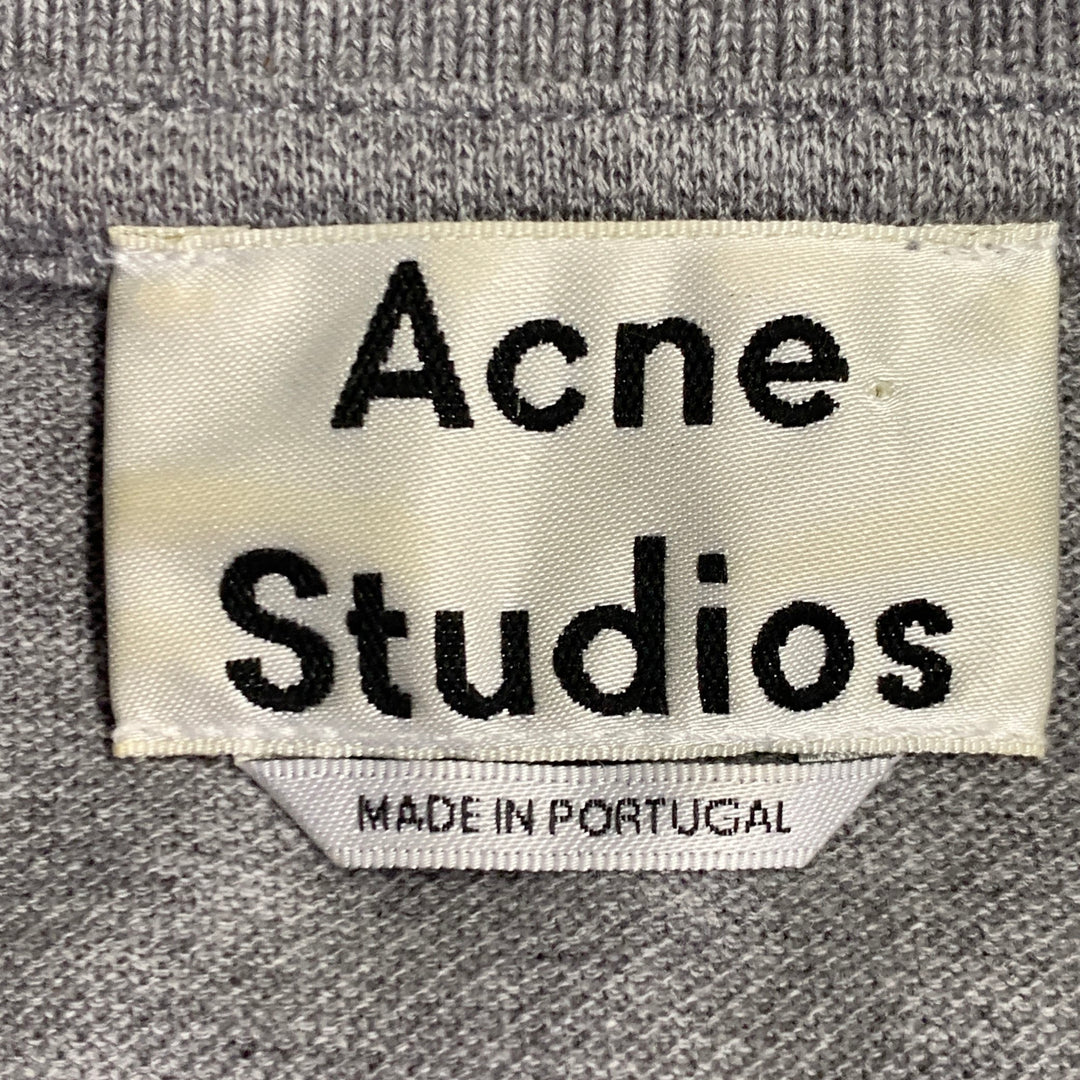 ACNE STUDIOS Pre-SS17 Size S Falco Face Grey Cotton Half Placket Polo