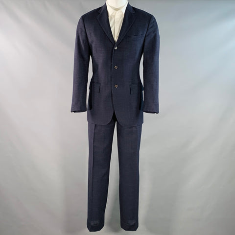 POLO by RALPH LAUREN Size L Regular Navy Grey Checkered Notch Lapel Suit
