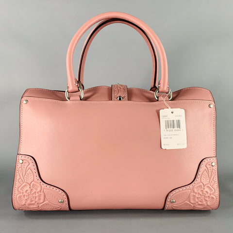 COACH Mercer Pink Rose Applique Leather Cross Body Handbag