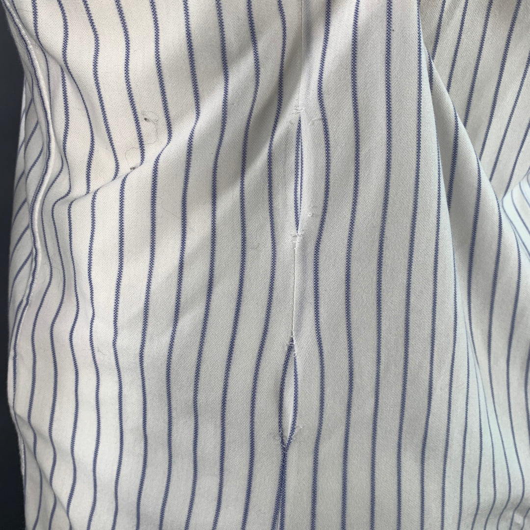 BRUNELLO CUCINELLI Size S White Blue Pinstripe Cotton Leisure Fit Long Sleeve Shirt