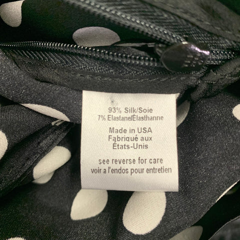 Robe à manches longues en mélange de soie à pois noir et blanc CAROLINE CONSTAS Taille XS