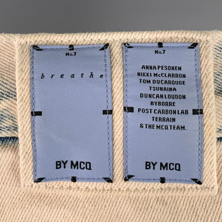 MCQ by ALEXANDER MCQUEEN Size 30 No 7 Beige Blue Washed Cotton Jeans