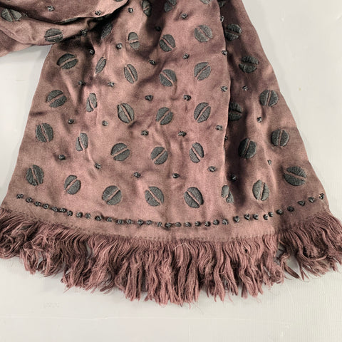 DRIES VAN NOTEN Brown Black Gold Embroidered Silk Scarf