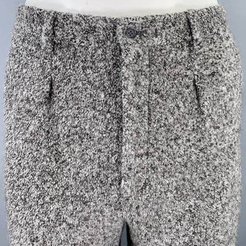 GIORGIO ARMANI Size 38 Grey Charcoal Boucle Alpaca Blend Pleated Dress Pants
