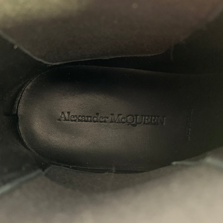 ALEXANDER MCQUEEN Size 9 White Black Leather Chelsea Ankle Boots