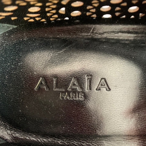 ALAIA Size 10 Navy Perforated Leather Derby Lace-Up Shoes