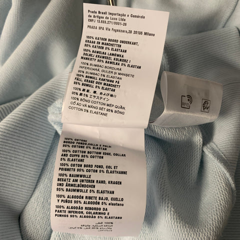 PRADA Size M Light Blue Cotton Hooded Sweatshirt