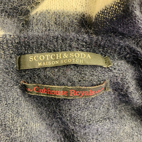 SCOTCH AND SODA Size M Navy Cream Stripe Crew Neck Pullover