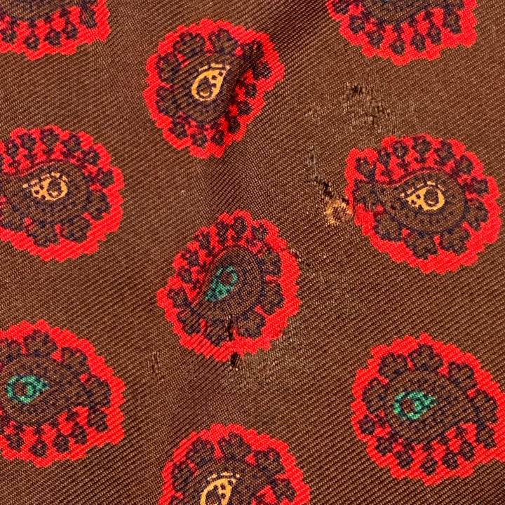 VINTAGE Brown Red Paisley Scarf