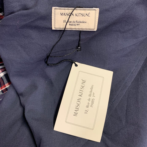 MAISON KITSUNE Size 36 Navy Red White Plaid Cotton Sport Coat