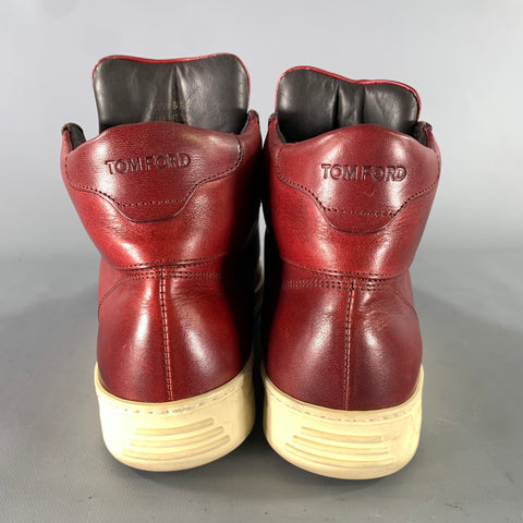 TOM FORD Size 6.5 Burgundy Leather High Top Sneakers