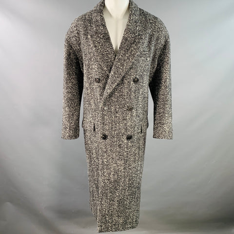 ISABEL MARANT Size 40 Denton Black White Herringbone Tweed Wool Blend Coat