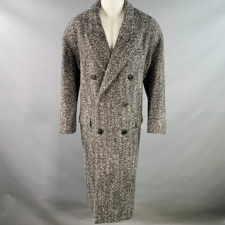 ISABEL MARANT Size 40 Denton Black White Herringbone Tweed Wool Blend Coat