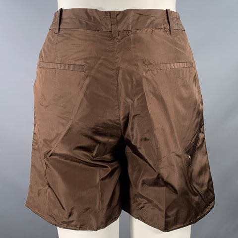 VALENTINO Size 10 Brown Silk Elastic Waistband Shorts