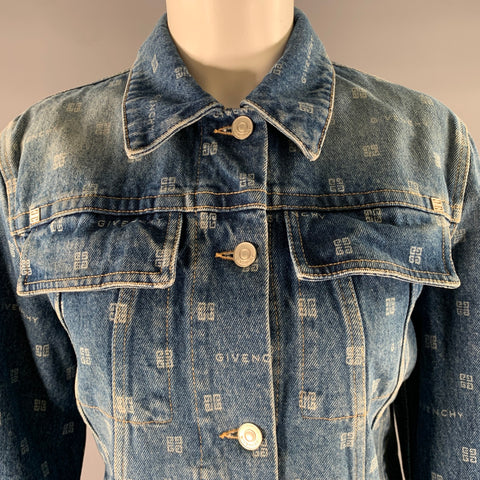 GIVENCHY Size M Blue Cotton Monogram Trucker Jacket
