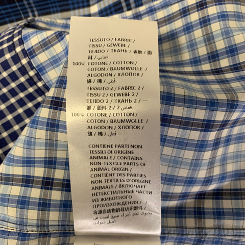 ALEXANDER MCQUEEN Size M Blue Mixed Plaid Cotton Short Sleeve Shirt