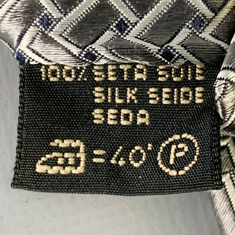ERMENEGILDO ZEGNA Silver Black Woven Silk Tie