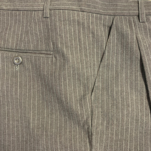 ARPENTEUR Size 32 Grey Charcoal Stripe Wool Pleated Dress Pants
