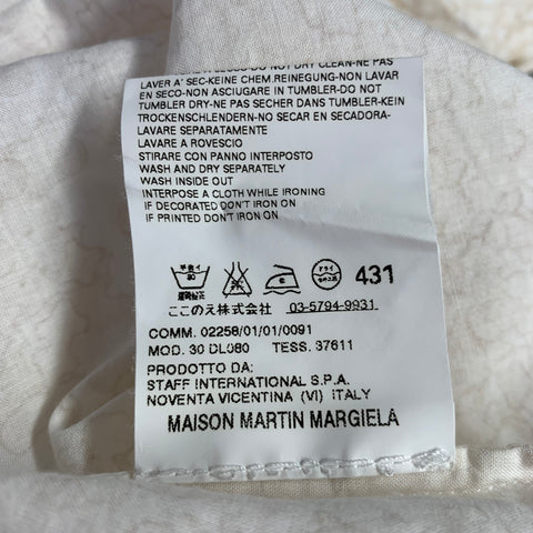MAISON MARTIN MARGIELA Size M Off White Beige Marbled Cotton Long Sleeve Shirt