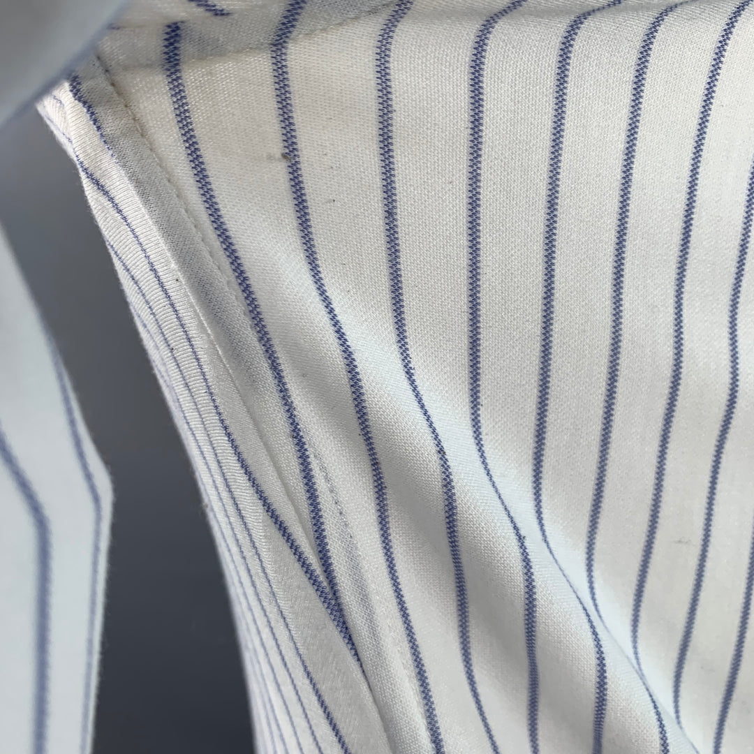 BRUNELLO CUCINELLI Size S White Blue Pinstripe Cotton Leisure Fit Long Sleeve Shirt