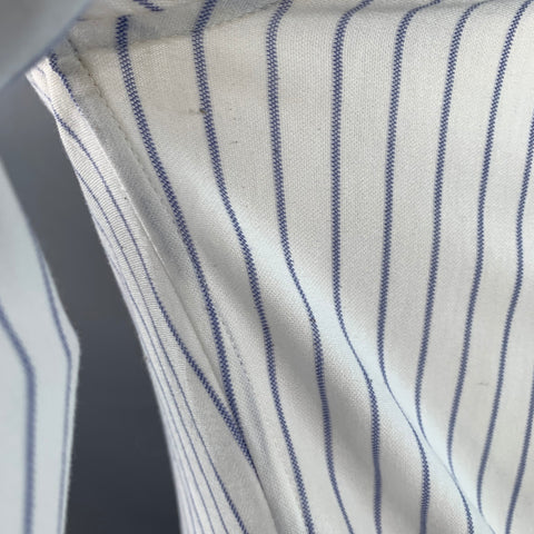 BRUNELLO CUCINELLI Size S White Blue Pinstripe Cotton Leisure Fit Long Sleeve Shirt