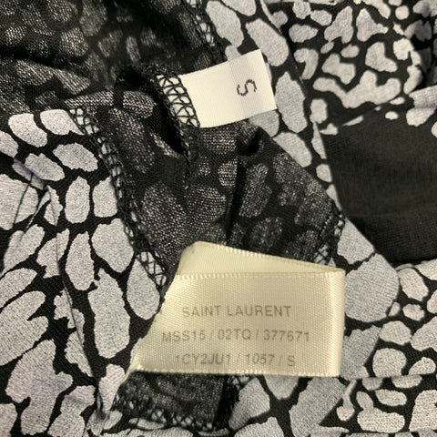 SAINT LAURENT Size S Black Grey Marbled Short Sleeve T-shirt