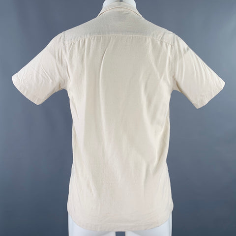 Chemise CMMN en coton crème à manches courtes et une poche, taille M