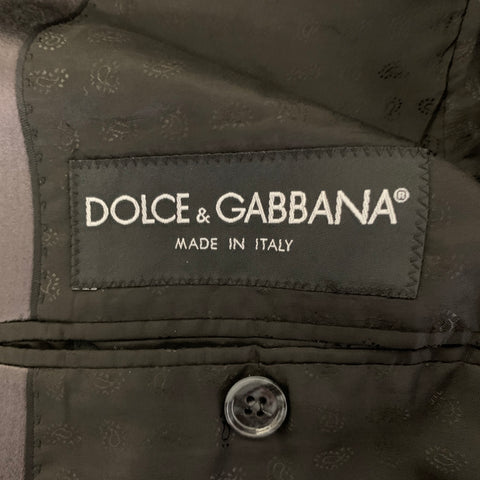 DOLCE & GABBANA Size 40 Grey Wool Silk Peak Lapel Tuxedo