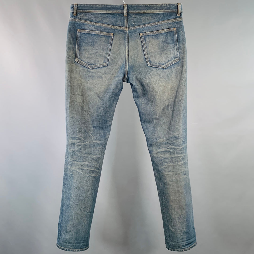 MAISON MARGIELA Size 36 Blue Washed Cotton Denim Twill Tapered Zip Fly Jeans