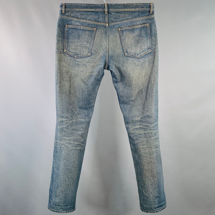 MAISON MARGIELA Size 36 Blue Washed Cotton Denim Twill Tapered Zip Fly Jeans