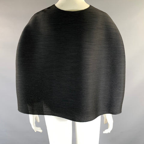 MC OASIS Size One Size Black Polyester Pleated Draped Casual Top