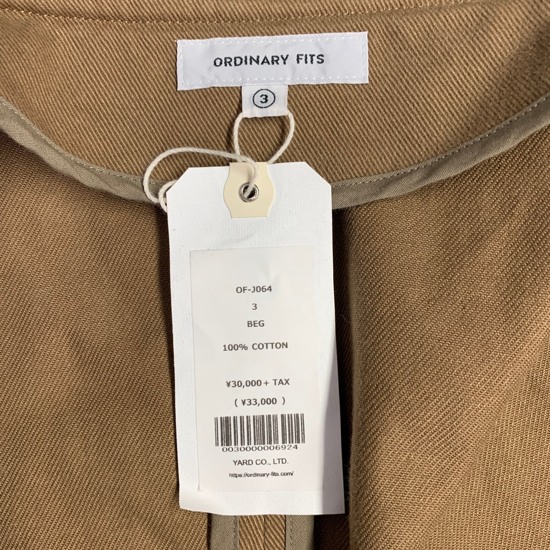 ORDINARY FITS Size L Tan Twill Cotton Bomber Jacket