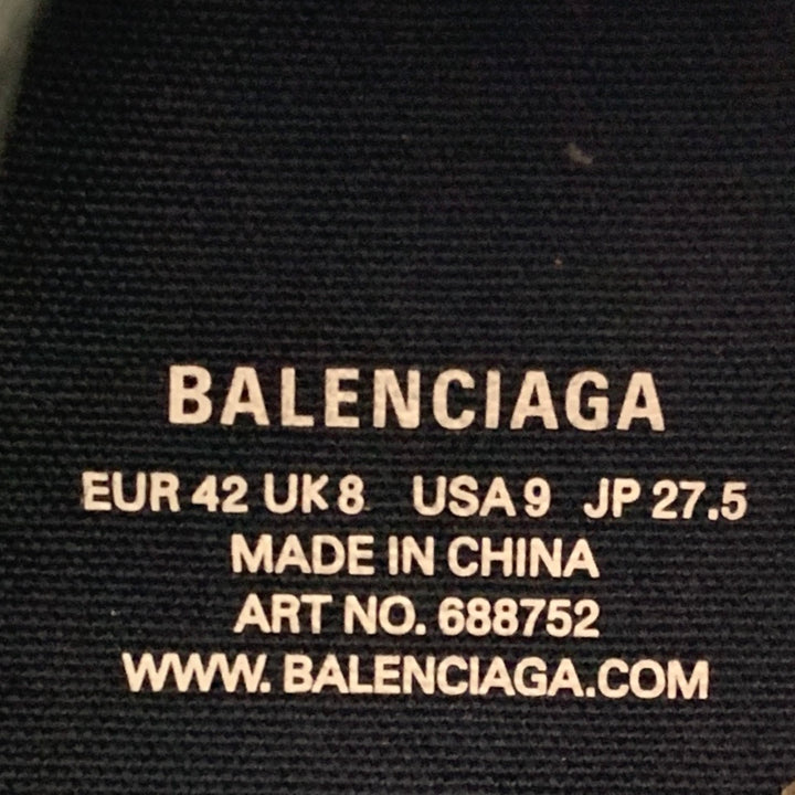 BALENCIAGA Size 9 -Paris High Top- Black White Distressed Canvas Sneakers