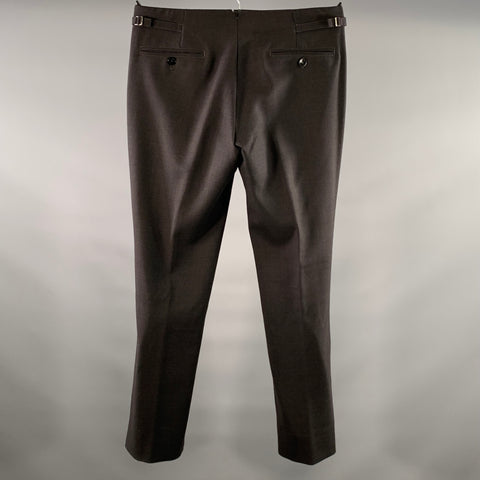 EMPORIO ARMANI Size 32 Grey Charcoal Wool Elastane Side Tabs Dress Pants