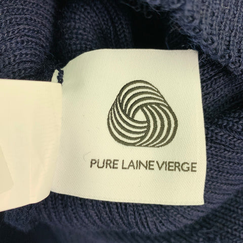 SAINT JAMES Size L Navy Grey Knit Virgin Wool Patches Sweater