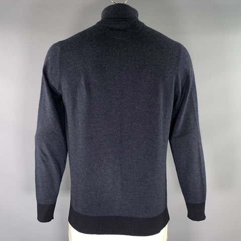 LORO PIANA Size 42 Blue Navy Stripe Cashmere Zip Pullover