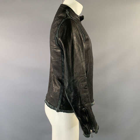 MIHARAYASUHIRO Size M Black Distressed Leather Zip Up Jacket