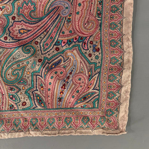 NO BRAND Pink Blue Paisley Silk Pocket Square